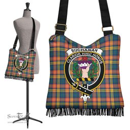 ScotsTee Shop Scottish Buchanan Ancient Clan Crest Tartan Boho Bag, Tartan Crossbody Handbag