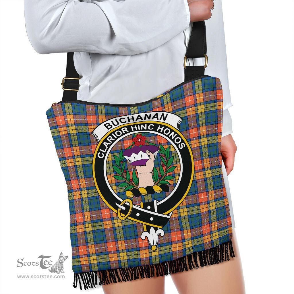 ScotsTee Shop Scottish Buchanan Ancient Clan Crest Tartan Boho Bag, Tartan Crossbody Handbag