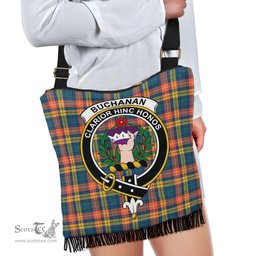 ScotsTee Shop Scottish Buchanan Ancient Clan Crest Tartan Boho Bag, Tartan Crossbody Handbag