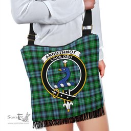 ScotsTee Shop Scottish Arbuthnot Ancient Clan Crest Tartan Boho Bag, Tartan Crossbody Handbag
