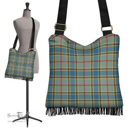 ScotsTee Shop Scottish Balfour Blue Clan Tartan Boho Bag, Tartan Crossbody Handbag