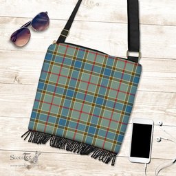 ScotsTee Shop Scottish Balfour Blue Clan Tartan Boho Bag, Tartan Crossbody Handbag