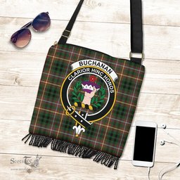 ScotsTee Shop Scottish Buchanan Hunting Clan Crest Tartan Boho Bag, Tartan Crossbody Handbag