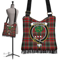 ScotsTee Shop Scottish Anderson of Arbrake Clan Crest Tartan Boho Bag, Tartan Crossbody Handbag