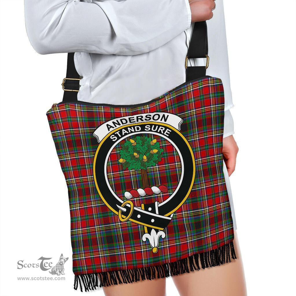 ScotsTee Shop Scottish Anderson of Arbrake Clan Crest Tartan Boho Bag, Tartan Crossbody Handbag