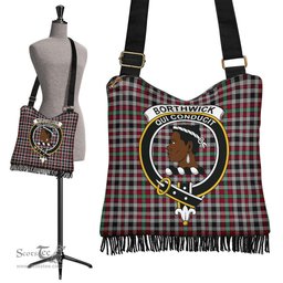 ScotsTee Shop Scottish Borthwick Ancient Clan Crest Tartan Boho Bag, Tartan Crossbody Handbag