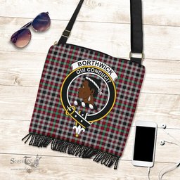 ScotsTee Shop Scottish Borthwick Ancient Clan Crest Tartan Boho Bag, Tartan Crossbody Handbag