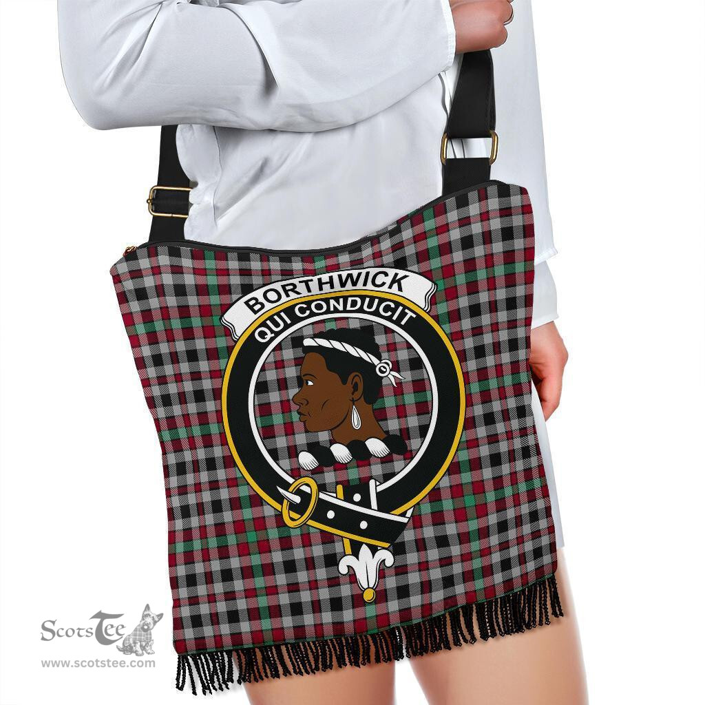 ScotsTee Shop Scottish Borthwick Ancient Clan Crest Tartan Boho Bag, Tartan Crossbody Handbag