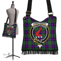 ScotsTee Shop Scottish Armstrong Modern Clan Crest Tartan Boho Bag, Tartan Crossbody Handbag