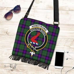 ScotsTee Shop Scottish Armstrong Modern Clan Crest Tartan Boho Bag, Tartan Crossbody Handbag