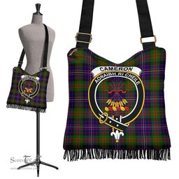 ScotsTee Shop Scottish Cameron of Erracht Modern Clan Crest Tartan Boho Bag, Tartan Crossbody Handbag