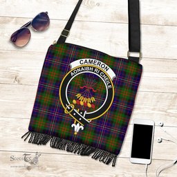 ScotsTee Shop Scottish Cameron of Erracht Modern Clan Crest Tartan Boho Bag, Tartan Crossbody Handbag