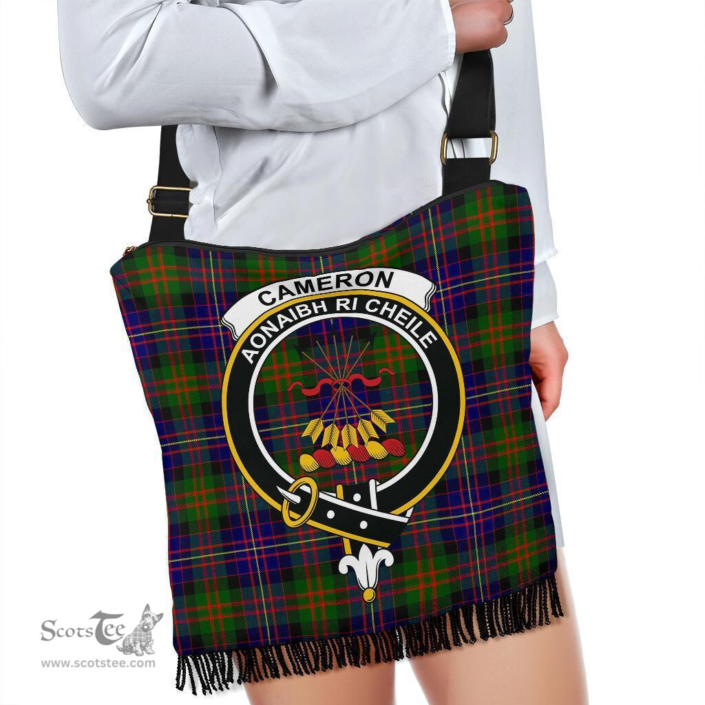 ScotsTee Shop Scottish Cameron of Erracht Modern Clan Crest Tartan Boho Bag, Tartan Crossbody Handbag
