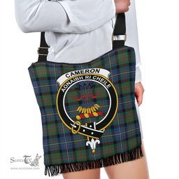 ScotsTee Shop Scottish Cameron of Erracht Ancient Clan Crest Tartan Boho Bag, Tartan Crossbody Handbag