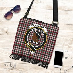 ScotsTee Shop Scottish Borthwick Dress Ancient Clan Crest Tartan Boho Bag, Tartan Crossbody Handbag