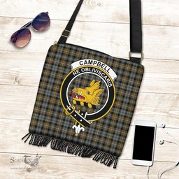 ScotsTee Shop Scottish Campbell Argyll Weathered Clan Crest Tartan Boho Bag, Tartan Crossbody Handbag
