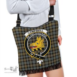 ScotsTee Shop Scottish Campbell Argyll Weathered Clan Crest Tartan Boho Bag, Tartan Crossbody Handbag