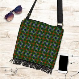 ScotsTee Shop Scottish Bisset Clan Tartan Boho Bag, Tartan Crossbody Handbag