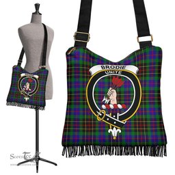 ScotsTee Shop Scottish Brodie Hunting Modern Clan Crest Tartan Boho Bag, Tartan Crossbody Handbag