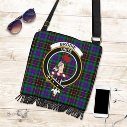 ScotsTee Shop Scottish Brodie Hunting Modern Clan Crest Tartan Boho Bag, Tartan Crossbody Handbag