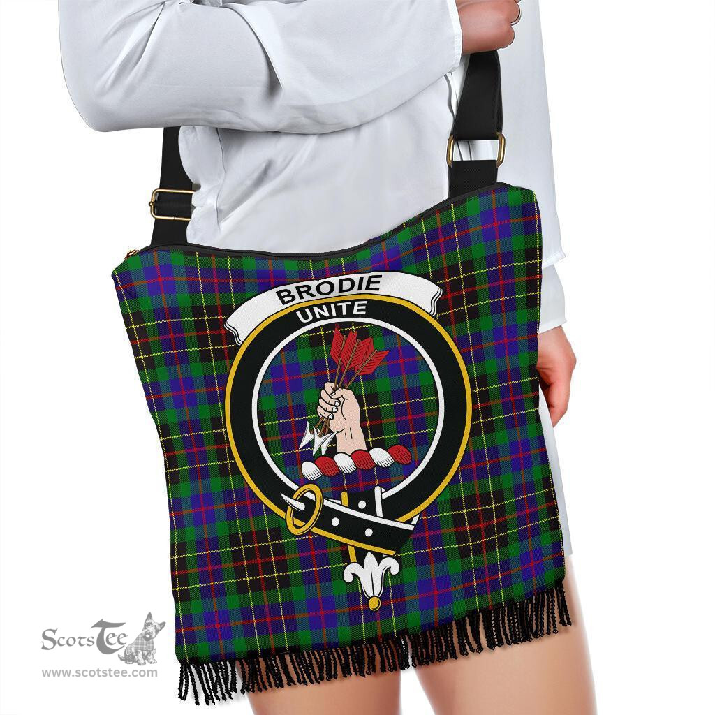 ScotsTee Shop Scottish Brodie Hunting Modern Clan Crest Tartan Boho Bag, Tartan Crossbody Handbag