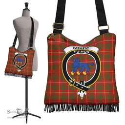 ScotsTee Shop Scottish Bruce Modern Clan Crest Tartan Boho Bag, Tartan Crossbody Handbag