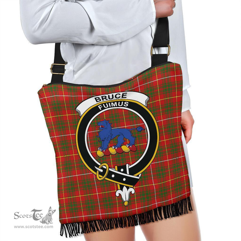 ScotsTee Shop Scottish Bruce Modern Clan Crest Tartan Boho Bag, Tartan Crossbody Handbag