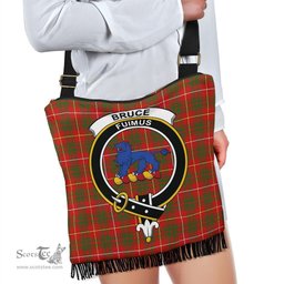 ScotsTee Shop Scottish Bruce Modern Clan Crest Tartan Boho Bag, Tartan Crossbody Handbag
