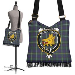 ScotsTee Shop Scottish Campbell Argyll Modern Clan Crest Tartan Boho Bag, Tartan Crossbody Handbag