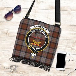ScotsTee Shop Scottish Cameron of Erracht Weathered Clan Crest Tartan Boho Bag, Tartan Crossbody Handbag