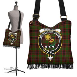 ScotsTee Shop Scottish Buchan Modern Clan Crest Tartan Boho Bag, Tartan Crossbody Handbag