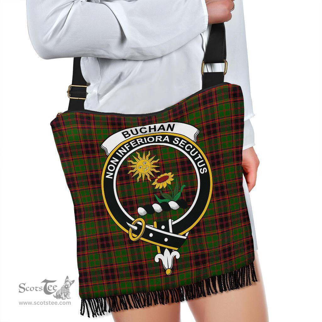 ScotsTee Shop Scottish Buchan Modern Clan Crest Tartan Boho Bag, Tartan Crossbody Handbag