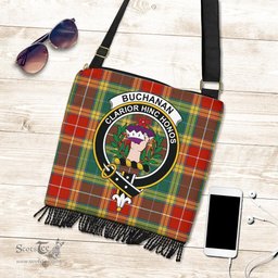 ScotsTee Shop Scottish Buchanan Old Sett Clan Crest Tartan Boho Bag, Tartan Crossbody Handbag