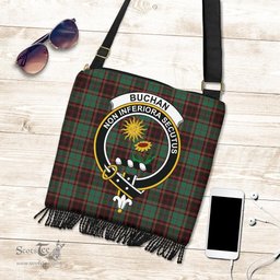 ScotsTee Shop Scottish Buchan Ancient Clan Crest Tartan Boho Bag, Tartan Crossbody Handbag
