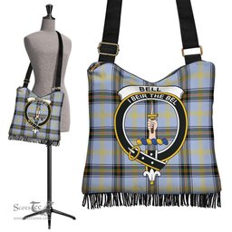 ScotsTee Shop Scottish Bell of the Borders Clan Crest Tartan Boho Bag, Tartan Crossbody Handbag
