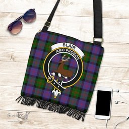 ScotsTee Shop Scottish Blair Modern Clan Crest Tartan Boho Bag, Tartan Crossbody Handbag