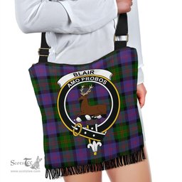 ScotsTee Shop Scottish Blair Modern Clan Crest Tartan Boho Bag, Tartan Crossbody Handbag
