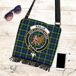 ScotsTee Shop Scottish Baillie Modern Clan Crest Tartan Boho Bag, Tartan Crossbody Handbag