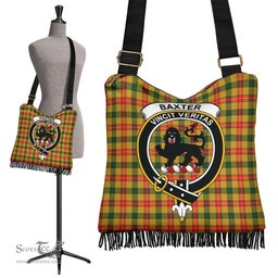 ScotsTee Shop Scottish Baxter Clan Crest Tartan Boho Bag, Tartan Crossbody Handbag
