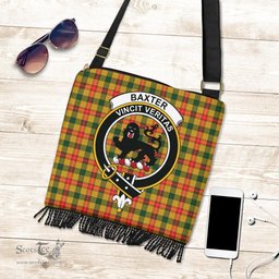 ScotsTee Shop Scottish Baxter Clan Crest Tartan Boho Bag, Tartan Crossbody Handbag