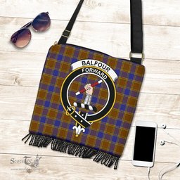 ScotsTee Shop Scottish Balfour Modern Clan Crest Tartan Boho Bag, Tartan Crossbody Handbag