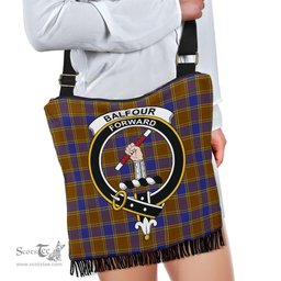 ScotsTee Shop Scottish Balfour Modern Clan Crest Tartan Boho Bag, Tartan Crossbody Handbag