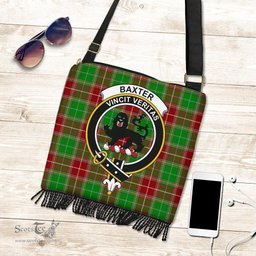 ScotsTee Shop Scottish Baxter Modern Clan Crest Tartan Boho Bag, Tartan Crossbody Handbag