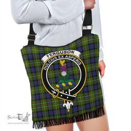 ScotsTee Shop Scottish Fergusson Modern Clan Crest Tartan Boho Bag, Tartan Crossbody Handbag