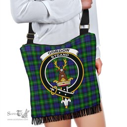ScotsTee Shop Scottish Gordon Modern Clan Crest Tartan Boho Bag, Tartan Crossbody Handbag