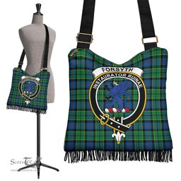 ScotsTee Shop Scottish Forsyth Ancient Clan Crest Tartan Boho Bag, Tartan Crossbody Handbag