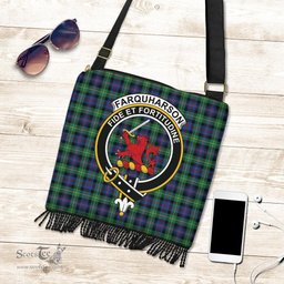 ScotsTee Shop Scottish Farquharson Ancient Clan Crest Tartan Boho Bag, Tartan Crossbody Handbag