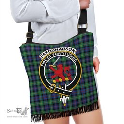 ScotsTee Shop Scottish Farquharson Ancient Clan Crest Tartan Boho Bag, Tartan Crossbody Handbag