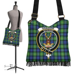 ScotsTee Shop Scottish Gordon Old Ancient Clan Crest Tartan Boho Bag, Tartan Crossbody Handbag