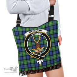 ScotsTee Shop Scottish Gordon Old Ancient Clan Crest Tartan Boho Bag, Tartan Crossbody Handbag